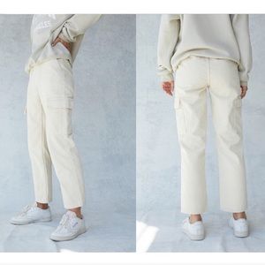 PacSun 90s Off White Corduroy Cargo Utility Pants, Size Small
